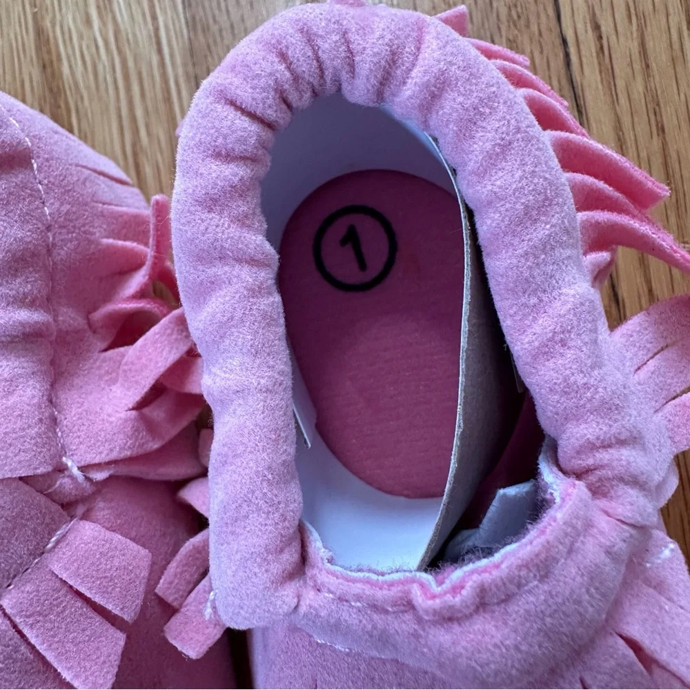 Baby Moccasin Walker Shoes Pink Faux Suede sz 1